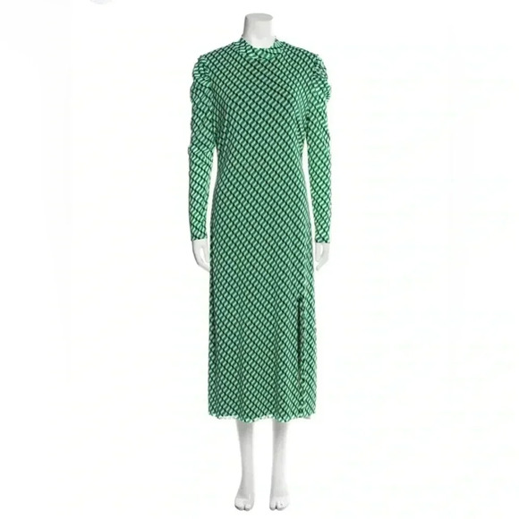 DVF Womens Maxi Dress Black and Green Size Medium - Picture 1 of 8